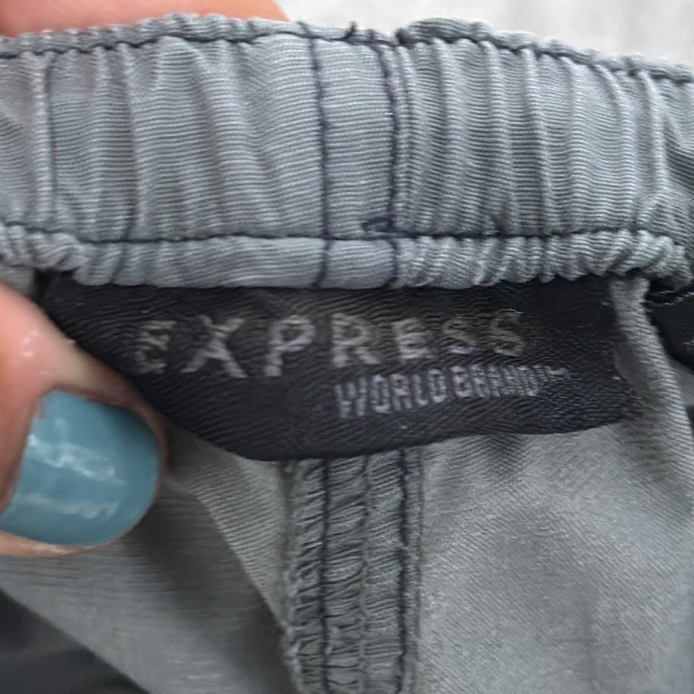 Vtg Express Track Pants Womens L Gray Roll Up Hiking Drawcord Gorp Tech Y2K 90s - Picture 9 of 13